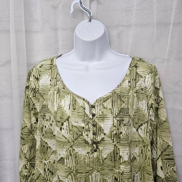 J. Jill Green Geometric Boho Peasant Blouse Hippie Festival L - Picture 2 of 12